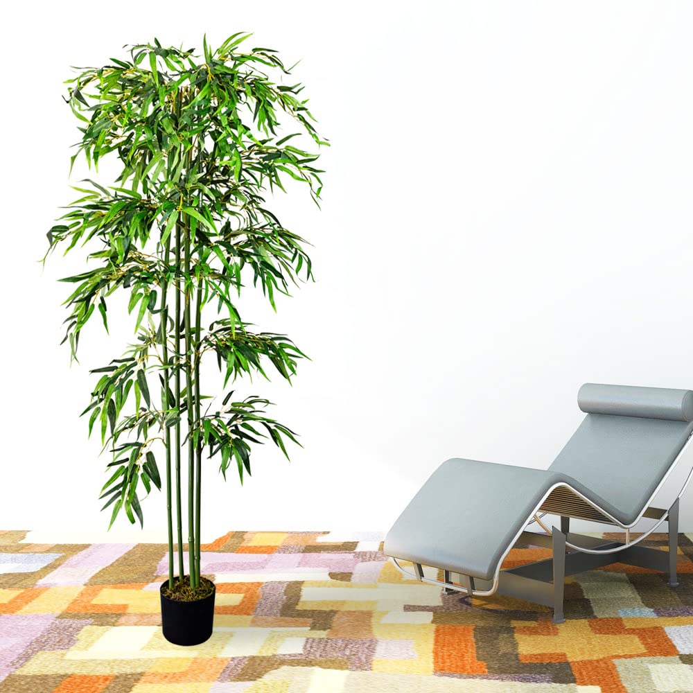 Decovego Bambou Plante Arbre Artificielle Artificiel Plastique 180cm avec Bois Véritable Domaine Interne