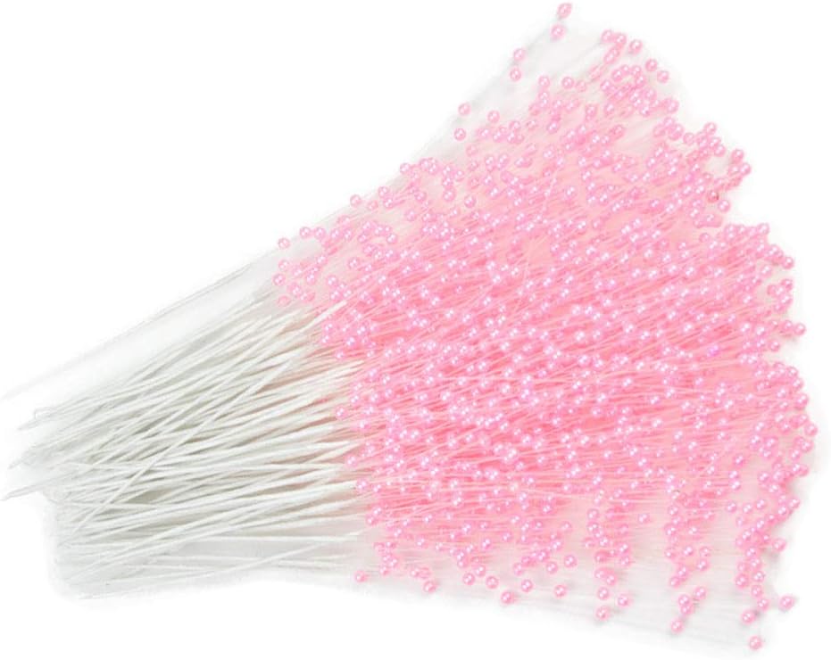 canjoyn 100 Stems Pearl Sticks Beading on Wire Stems for DIY Garland Bridal Wedding Pearl Bouquet Home Party Decor Craft (White)