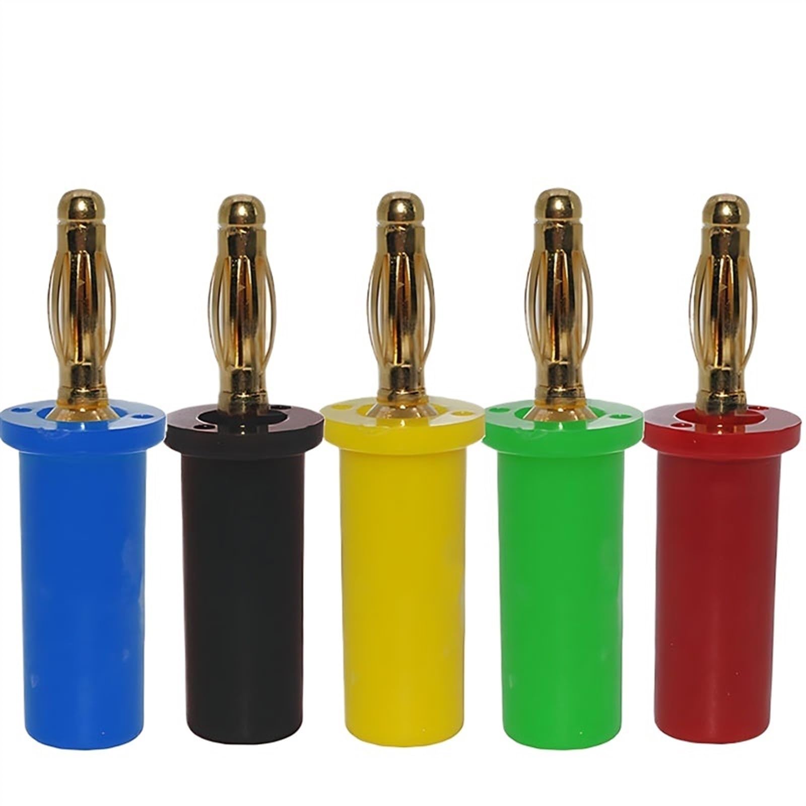 Lot de 20 fiches banane en cuivre pur plaqué or de 4 mm pour lampe de poche, câble de haut-parleur de 4 mm, fiches banane plaquées or (bleu)