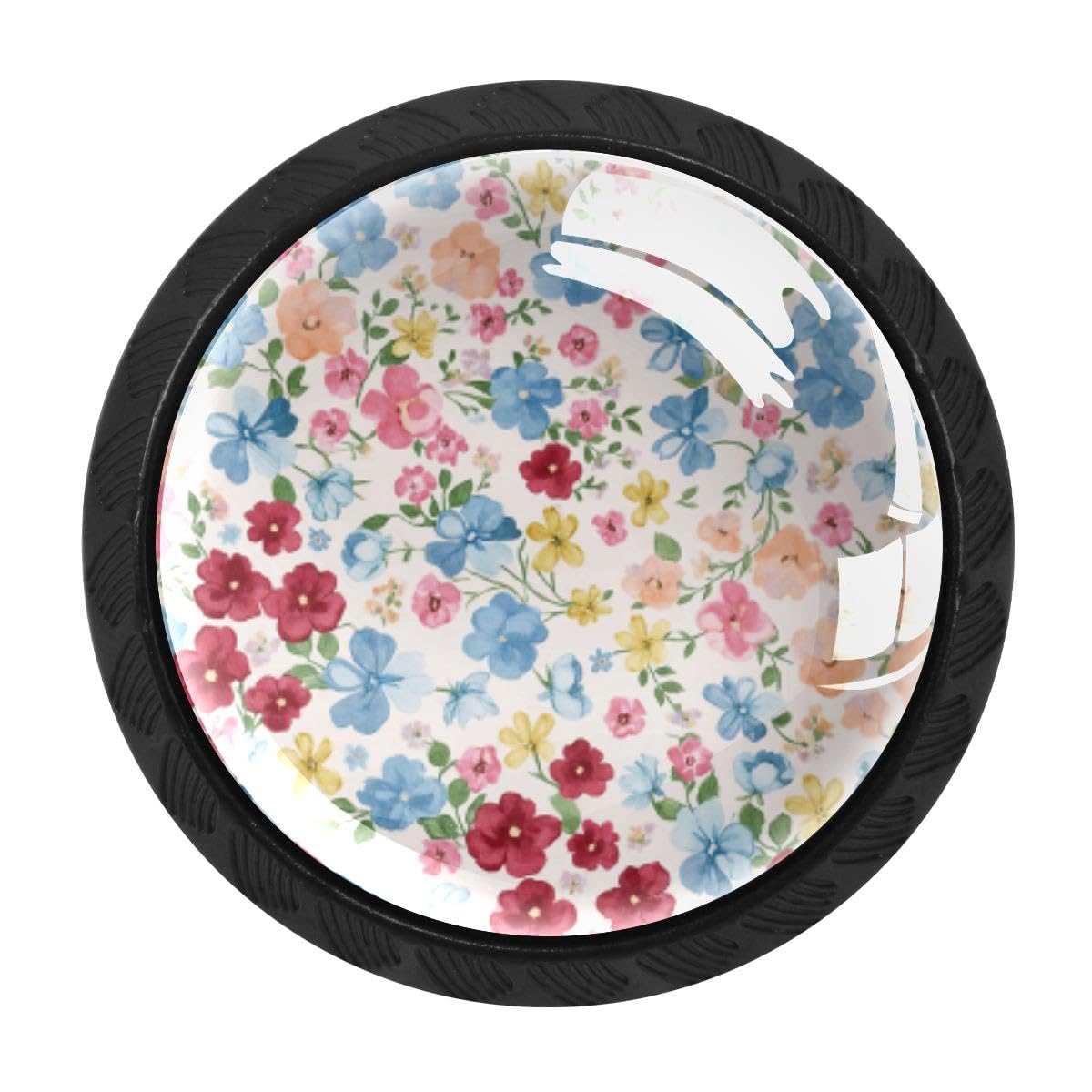 Heoeh Multi 1 4 Pcs Cabinet Knobs, Watercolor Florals Drawer Knobs Dresser Handles