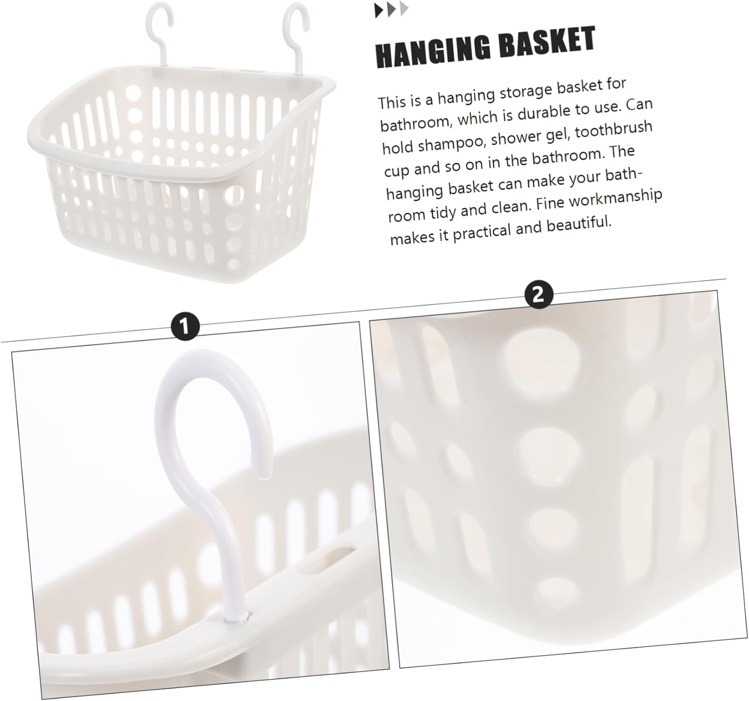 3pcs Hanging Storage Baskets for Toiletries and Seasonings White Plastic Wall-Mounted Organizer Versatile Storage Solution for Bathroom Kitchen and Dorm