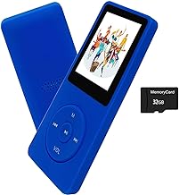 MP3 Player 32GB with Speaker Earphone Portable Mini Blue Music Player Support Voice Recorder E-Book 1.8 inch HD Screen Support up to 128GB