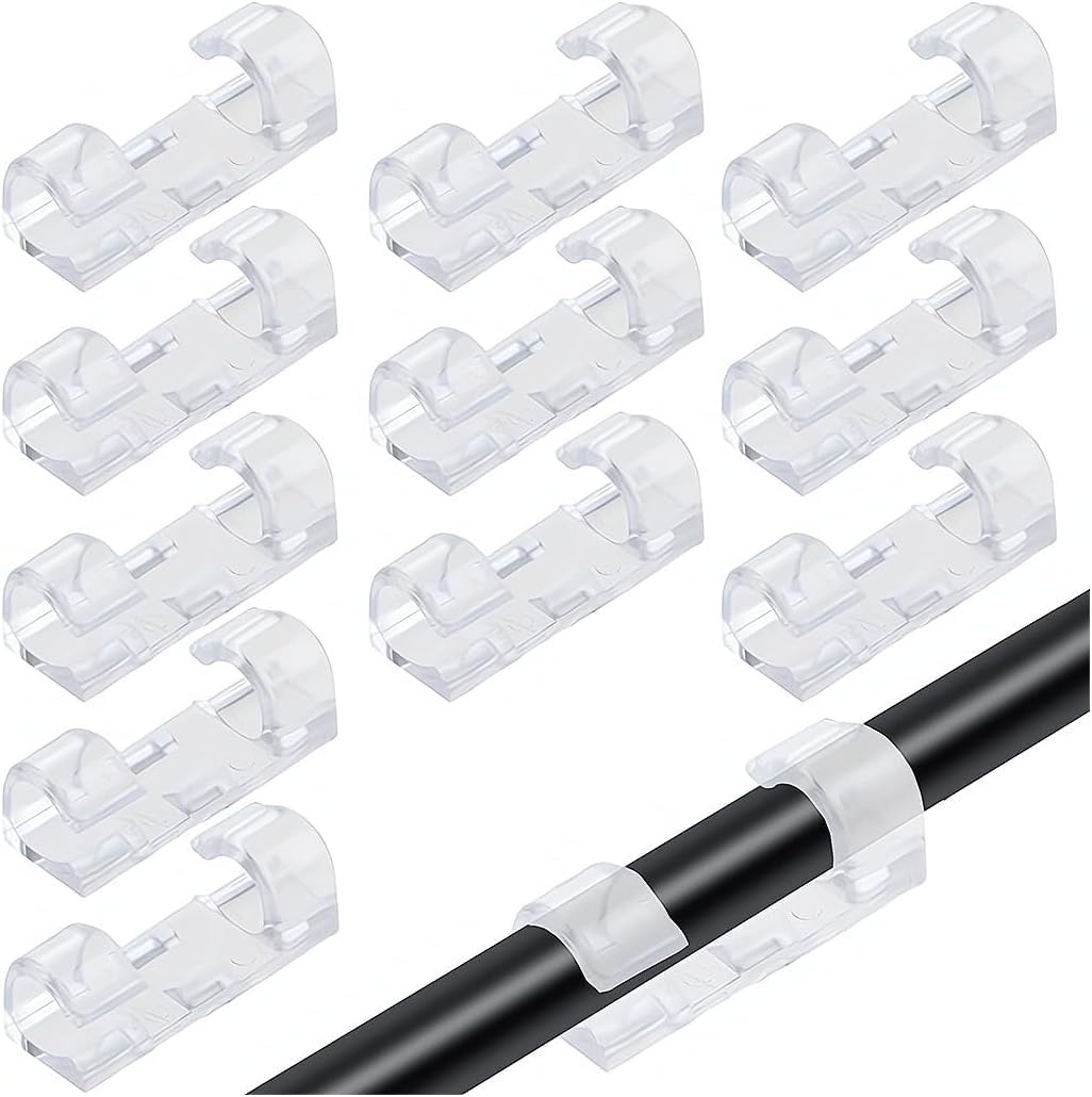 Self-Adhesive Cable Clips Black,Upgraded Wire for Electric Wires, Strong Cord Organizer Wall Management Under Desk, Ethernet, Dash Cam, Outdoor Light. 20pcs