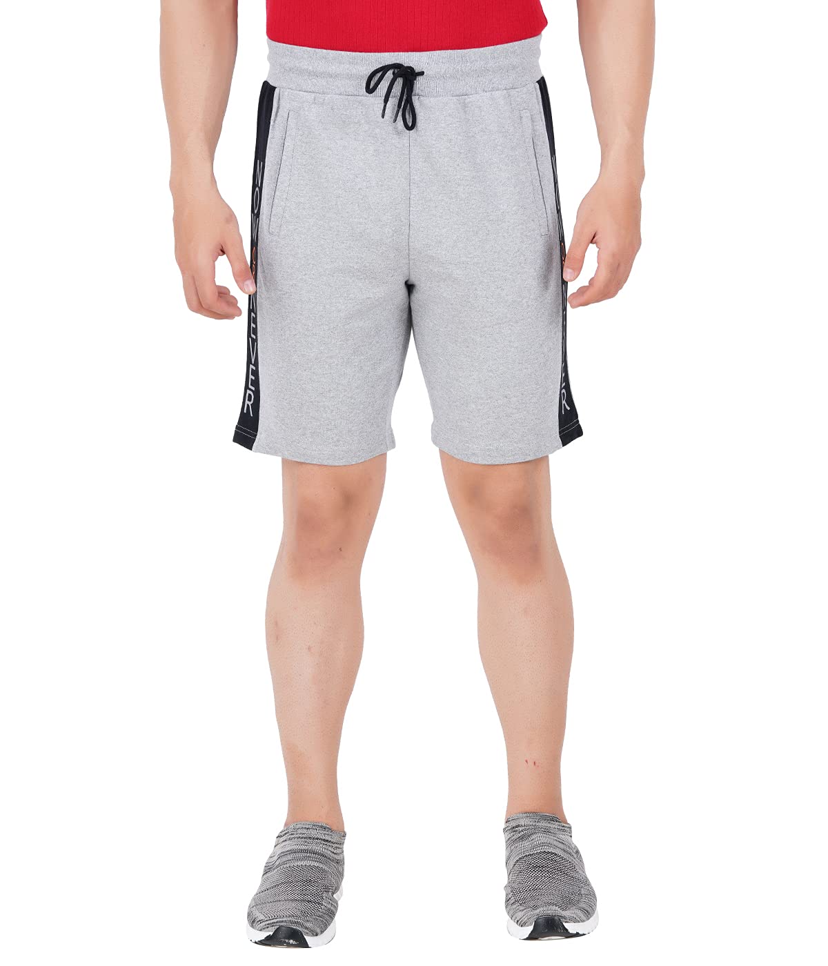 now or never Men's Printed Panel Cotton Blend Shorts Grey-picture-43