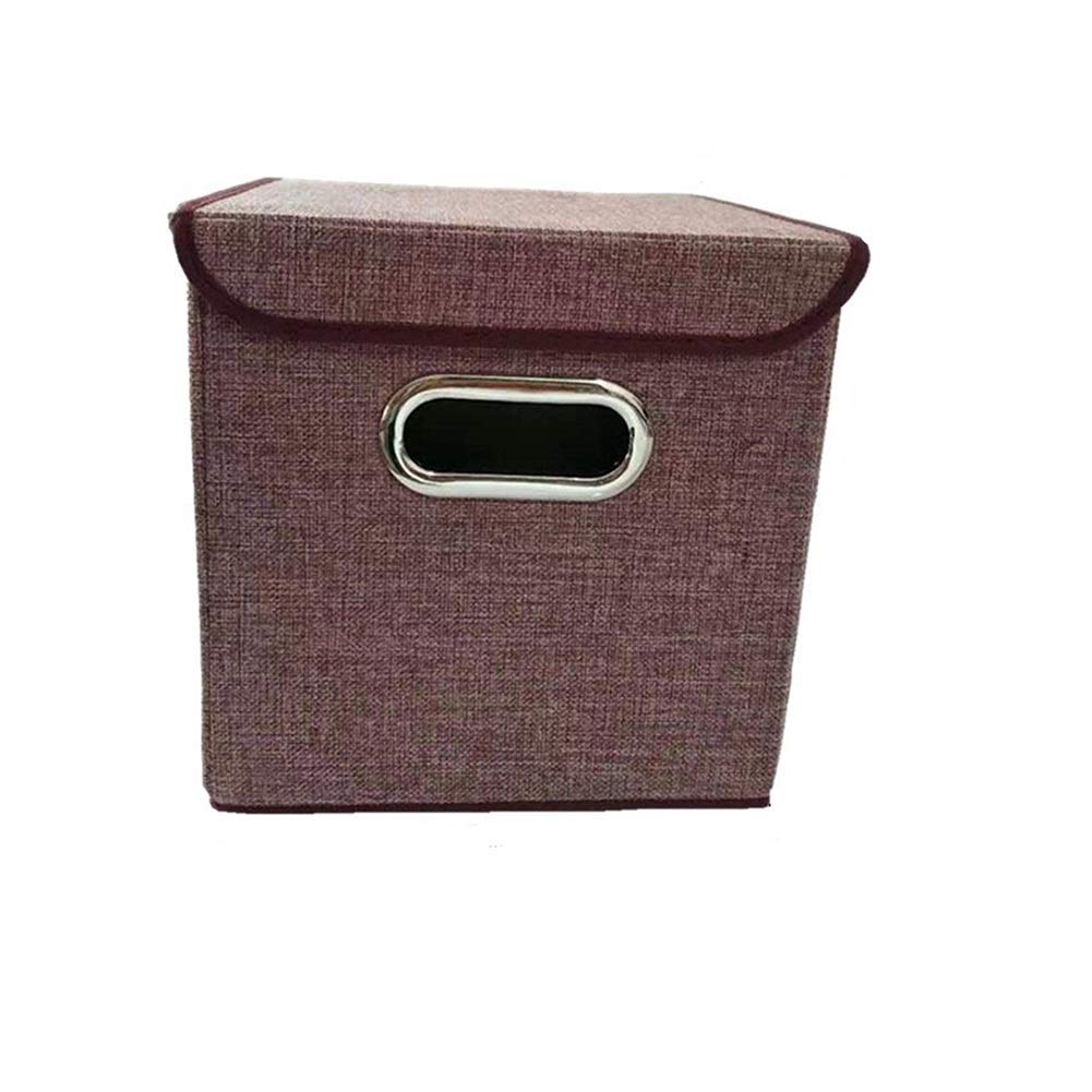 ETRGFTHU Large Cotton Linen Fabric Foldable Storage Box Container with Lid And Handles For Toy Organizers Storage Bin Cubes Organizer(Brown,25x25x25cm)