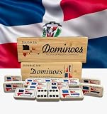 PRK 14 Dominican Republic Dominoes Double Six Novelty Set with Dominican Republic Flag Design - Ideal for Parties 1 Set med Size Domino