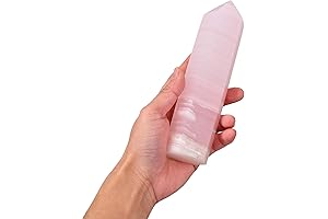 AMOYSTONE Pink Calcite Healing Crystal Hexagonal Wand