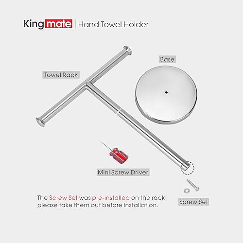 Miniatura 5 de Soporte para toallas de mano, toallero con base de acero inoxidable, soporte para joyas a prueba de óxido (níquel cepillado)