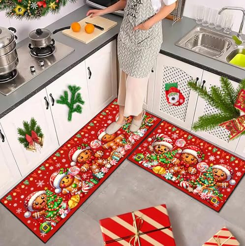 UYDOXCU Merry Christmas Kitchen Rugs and Mats Set of 2,