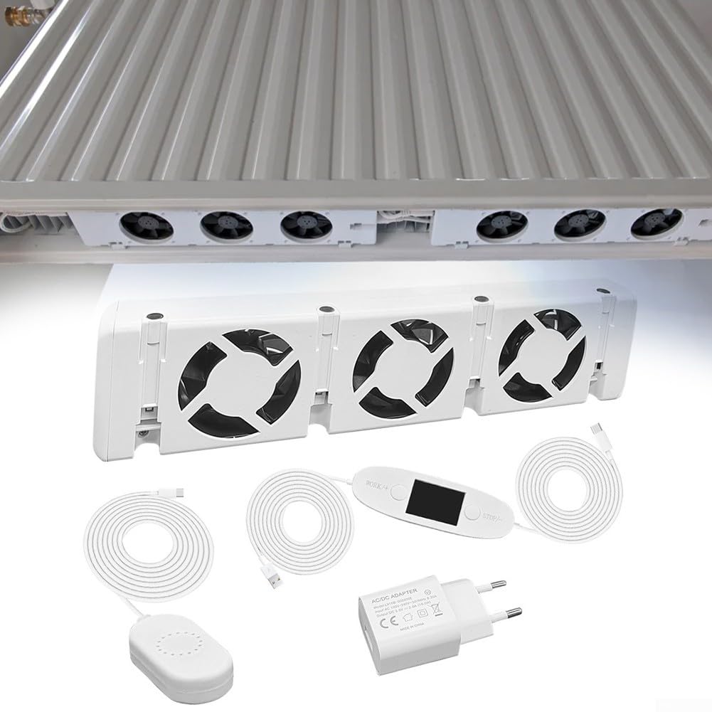 Duo-Set Ventilatore per radiatore, ventola di raffreddamento, Smart Radiator Booster Kit di espansione Ventola, per risparmiare energia e costi di riscaldamento 30 CFM/51 M³/h