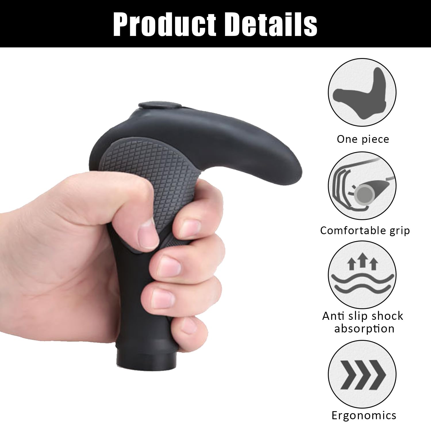 ZEACCT 1 Set Anti-Slip Silicone Handlebar Grips - Soft Rubber Cycling Grips for Most Bikes, black + gray - Image 3