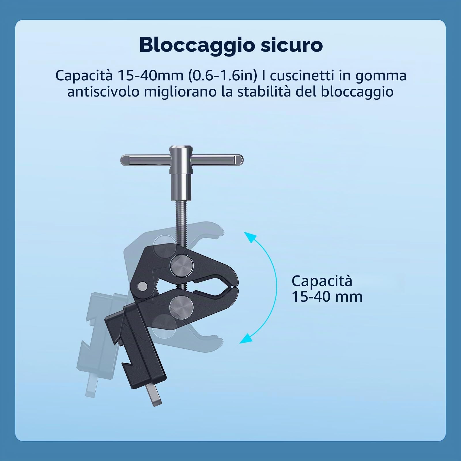 SMALLRIG V-Mount 5313 - Morsetto antiscivolo a forma di granchio, 15-40 mm, portata 1,5 kg, compatibile con più marche di batterie V-Mount