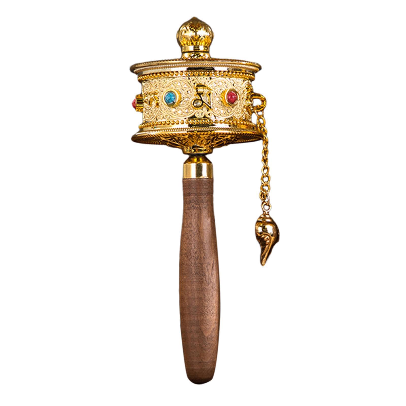 QIXCXAZ Portable Wooden Handle Tibetan Prayer Wheel Crafted For Blessing And Praying Designed For Easy During Meditation Meditation Premium Buddha Scriptures Prayer Wheel