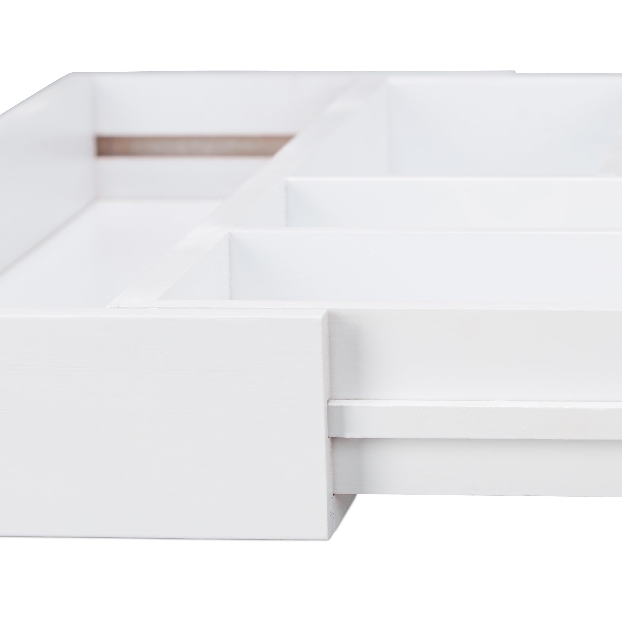 Relaxdays Cubertero Cajón Extensible, Largo Variable, 5-7 Compartimentos, Organizador Cubiertos Bambú, 5x48x46cm, Blanco