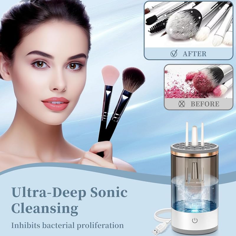 Electric Makeup Brush Cleaner Machine, 2025 Upgrade Cosmetic Brush Cleaner, Deep Cleaning All Types of Brushes, Keeps Brushes Hygienic and Skin Healthy - Image 6