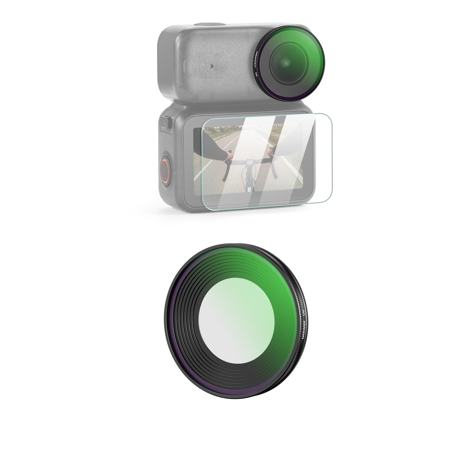 NEEWER UV Filter Compatible with DJI Osmo Nano, Screw On Protective Action Camera Lens Filter Multicoated Optical Glass Photography Accessories with Tempered Glass Screen Protector