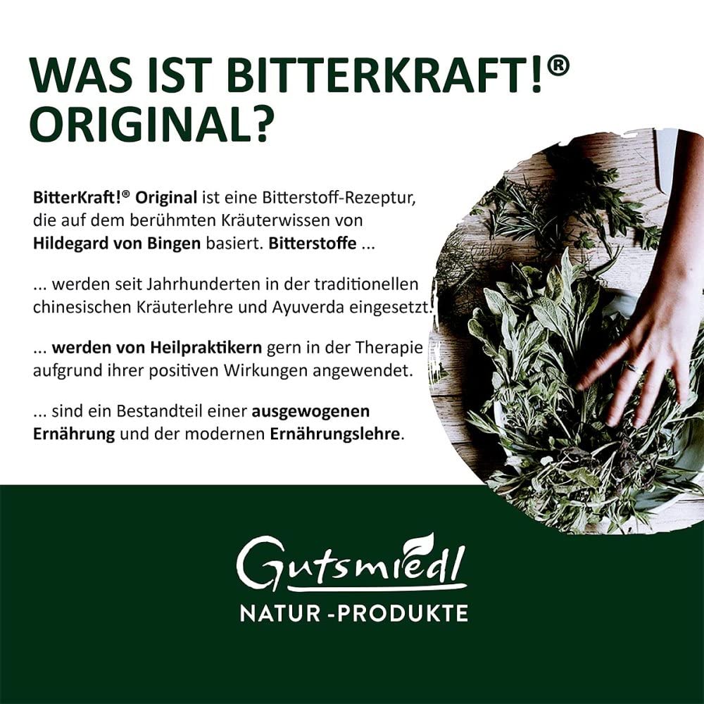 BitterKraft! Original BIO Bitterstoffe Tropfen 200 ml – nach Hildegard von Bingen – 9 erlesene Bitterkräuter - Verdauungsfördernd – hochdosierte Bittetropfen - 100% Natur – Vegan – Made in Germany