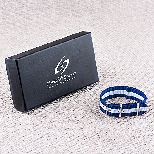 Image of Clockwork Synergy Classic Nylon Ballistic watch straps bands (18mm, Navy /White)
