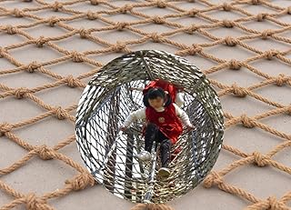 Kids Playground Climbing Jute Hemp Rope Netting,Thick 14mm-Mesh 10cm Indoor Railing Ladder Anti Falling Mesh Nets,Decoration Ceiling Net Bridge Safety Net (Color : Jute, Size : 3Mx5M(9.8FTx16.4FT))