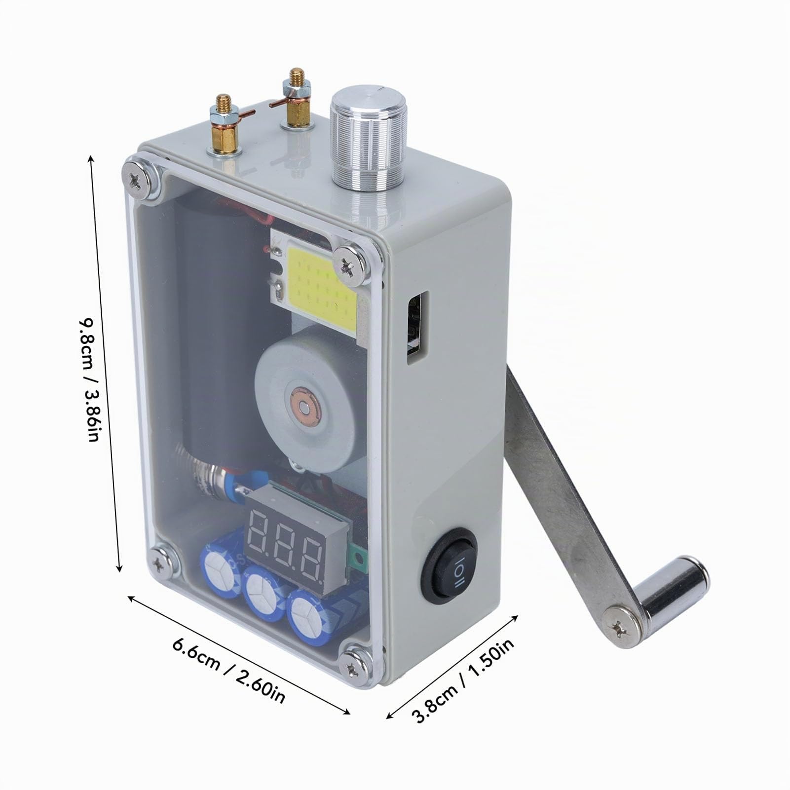 Generatore di Manovella a Mano, Generatore di Dinamo Manuale Portatile con Luce di Pannocchia, Caricatore Veloce USB di Emergenza per Emergenza, Interruzione, Campeggio, Off-grid