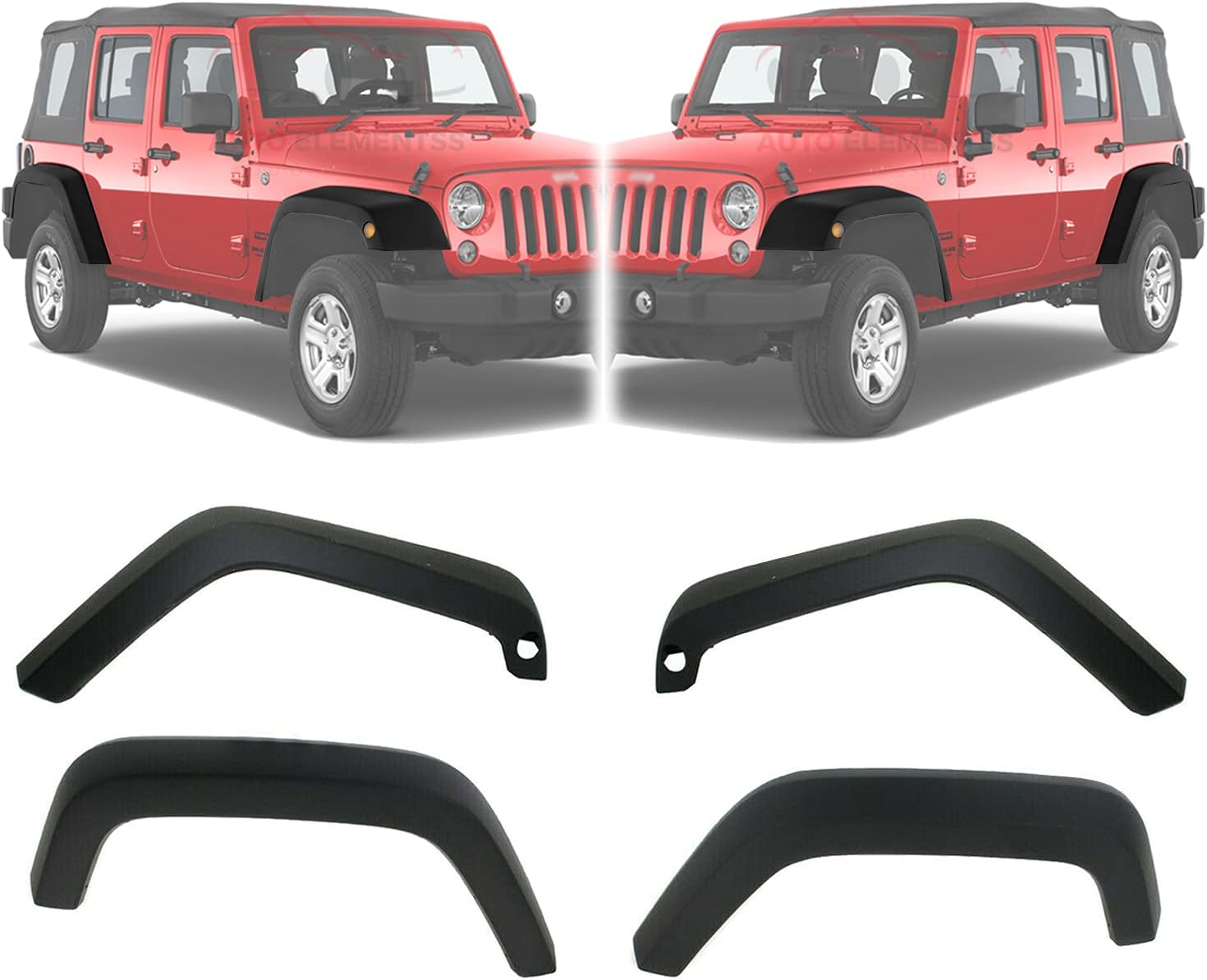 Fender Flare Trim Moldings Textured Black Kit Front Rear For 2007-2018 Jeep Wrangler Direct Replacement