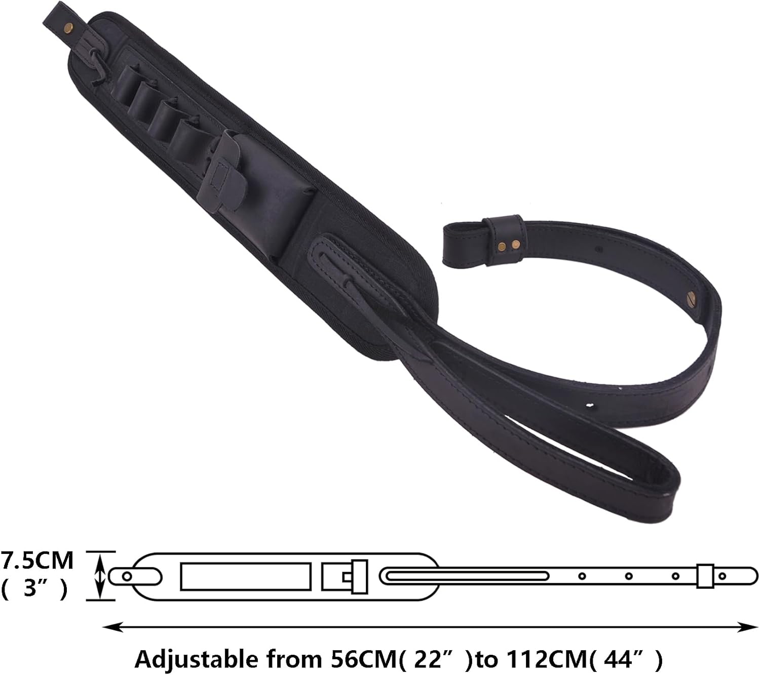 Leather Shotgun 12 Gauge Ammo Shell Holder, Canvas Gun Shoulder Strap Sling for 12GA 16GA 20GA
