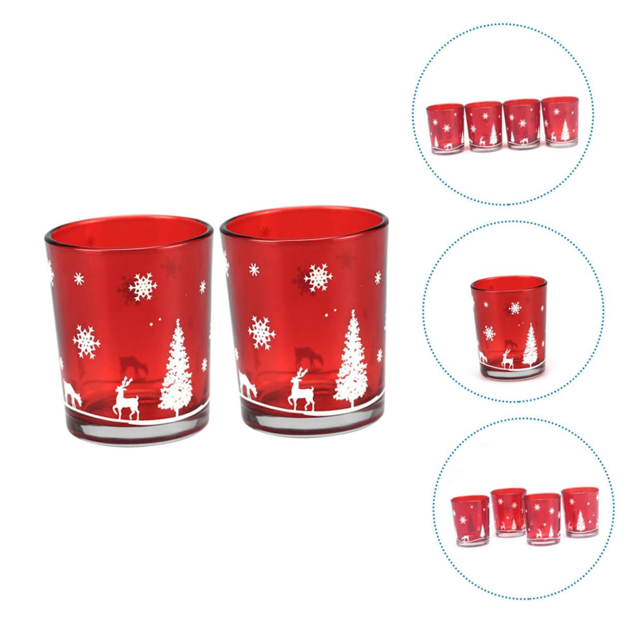 TOPBATHY 8 Piezas Taza De Vela con Tema De Navidad Centro De Mesa con Velas Vela Votiva De Navidad Ornamento del Candelero del Festival Portavelas Candelita Receptor De Goteo De Vidrio