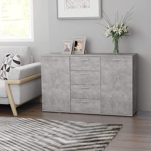 VanTook Gabinete de cocina para bufé y aparador con 2 puertas y 4 cajones moderno armario de almacenamiento Credenza mesa de consola de bufé para