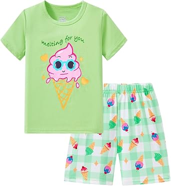 Popshion Baby Girls Pajamas Short Sleeve Cotton Jammies Toddler Girl Summer Clothes Short Sets 2 to 10 Years