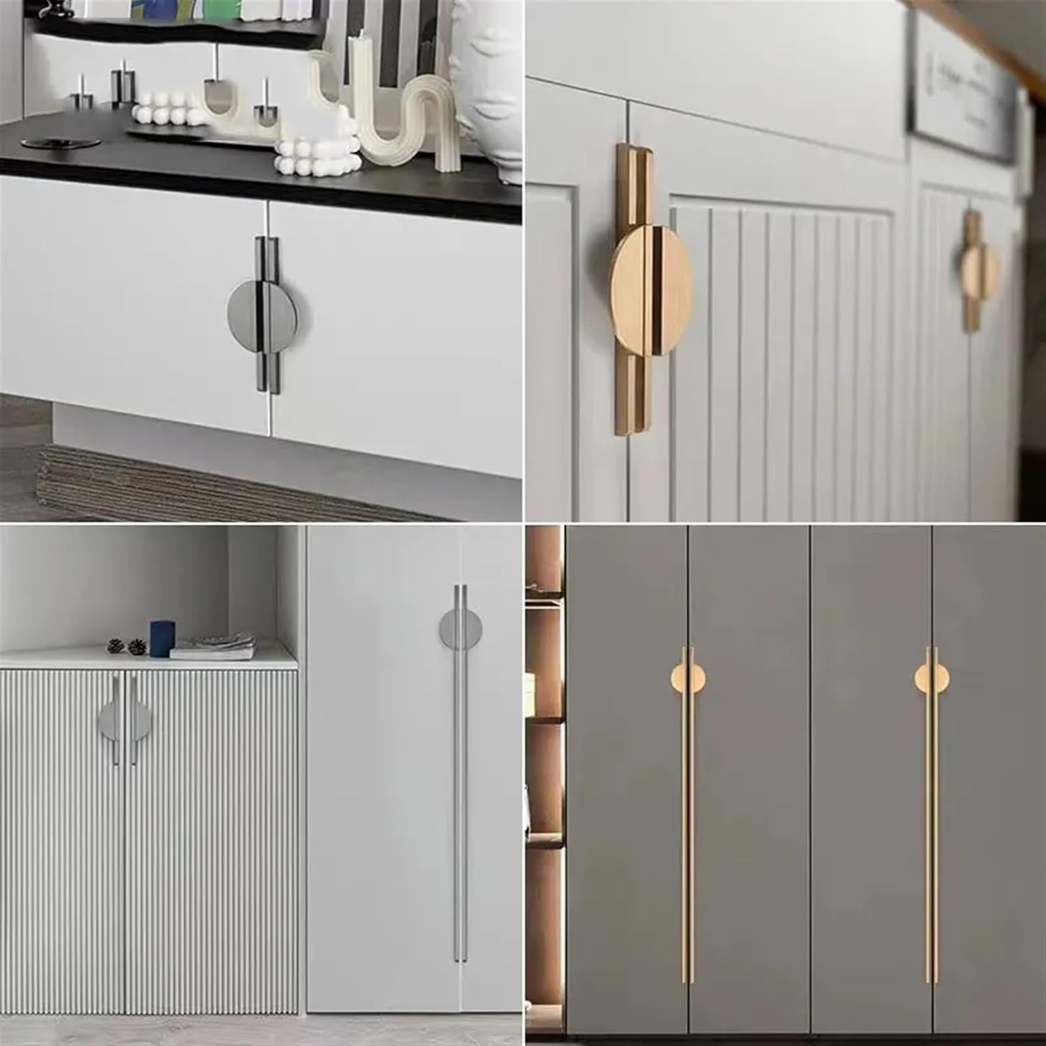 HASMI Dark Gold Gray Round Cabinet Door Handles Drawer Pulls 200mm 500mm Kitchen Cabinet Furniture Handles Hardware 1Pcs (Color : Dark Gold 200mm)