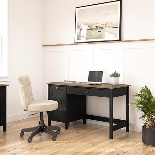 Miniatura 7 de Bush Furniture Mayfield - Escritorio para ordenador con cajones, 54 W, color blanco puro y gris