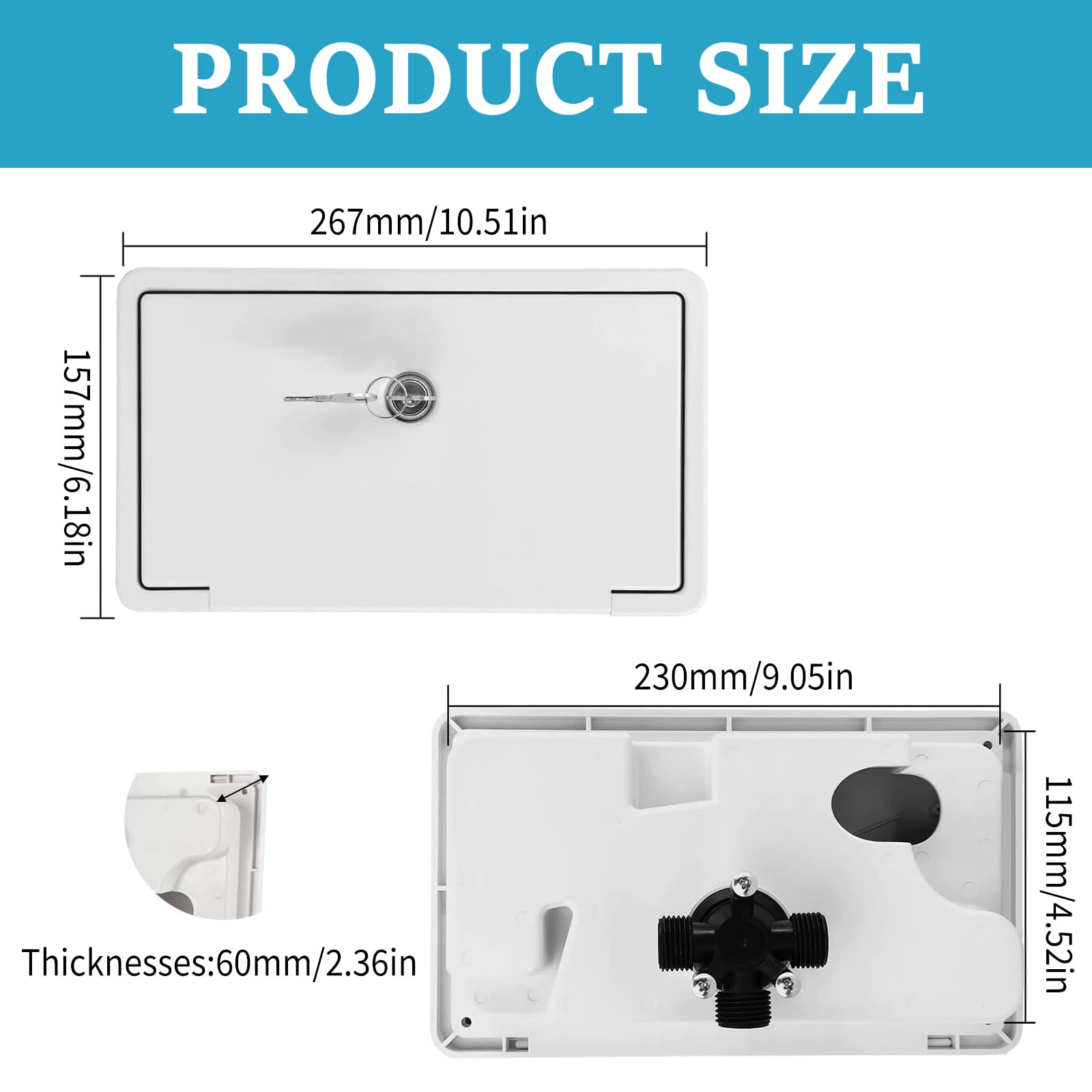 Ducha con cremallera, 23 x 11,5 cm, con cremallera, ducha exterior, ABS, resistente a los rayos UV, con ajuste de botón, interruptor de frío/calor, adecuado para caravanas, remolques, caravanas