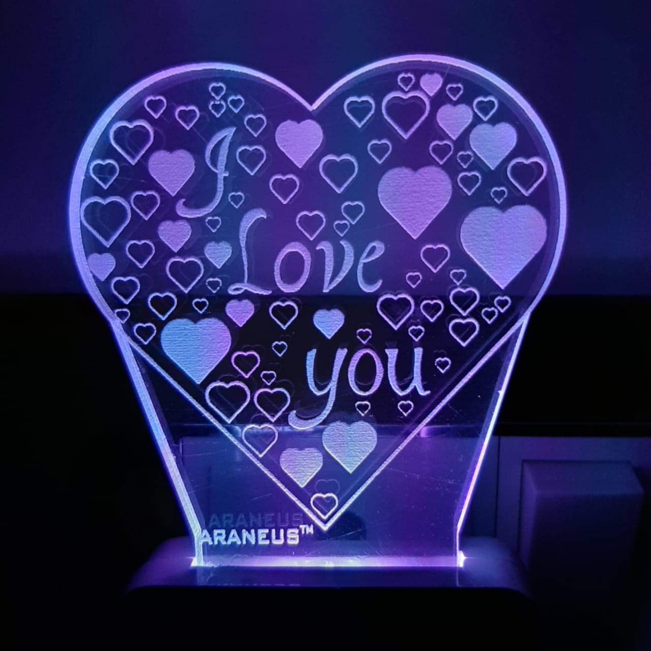 UNICEPT 3D I Love You Heart Night Light 7 Color Changing Illusion Lamp for Home Bedroom Nurery Decor,Perfect for Kids Girls Lover Valentine (Small Size,10cm, Multicolor)
