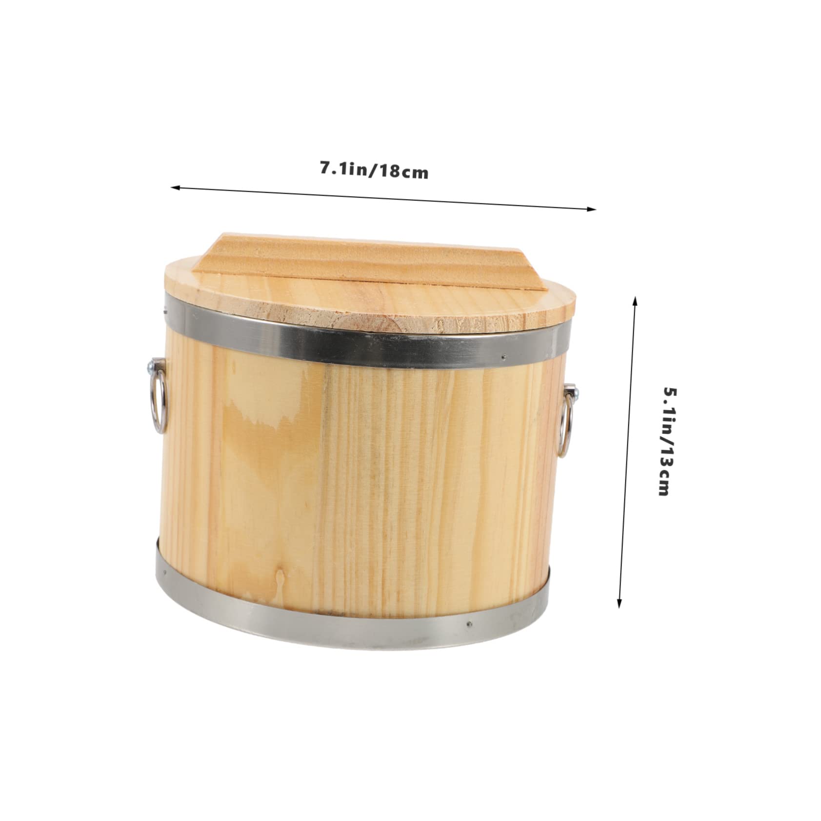 Contenitore Sushi In Legno Con Coperchio - Secchio Per Riso Giapponese, Naturale, 16x16x15 Cm