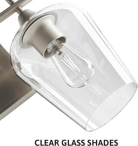 Miniatura 3 de VONLUCE Bathroom Vanity Light, 2 Light Bathroom Light Fixture Over Mirror, Bathroom Wall Lamp with Clear Glass, Modern Brushed Nickel Vanity