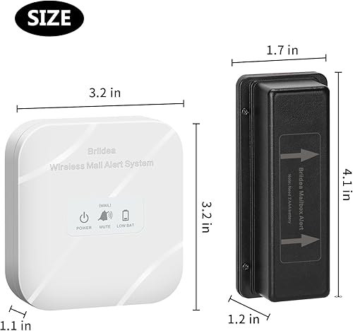 Miniatura 6 de Briidea Alarma de buzón de correo, inalámbrica, alimentada por batería, blanco, rango de 500 pies, flash LED y alertas de sonido, recordatorio de