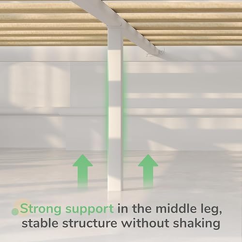 Miniatura 6 de Novilla Base de cama Queen con cabecero, marco de cama de plataforma de metal, resistente, no necesita somier, soporte de listones de madera, fácil