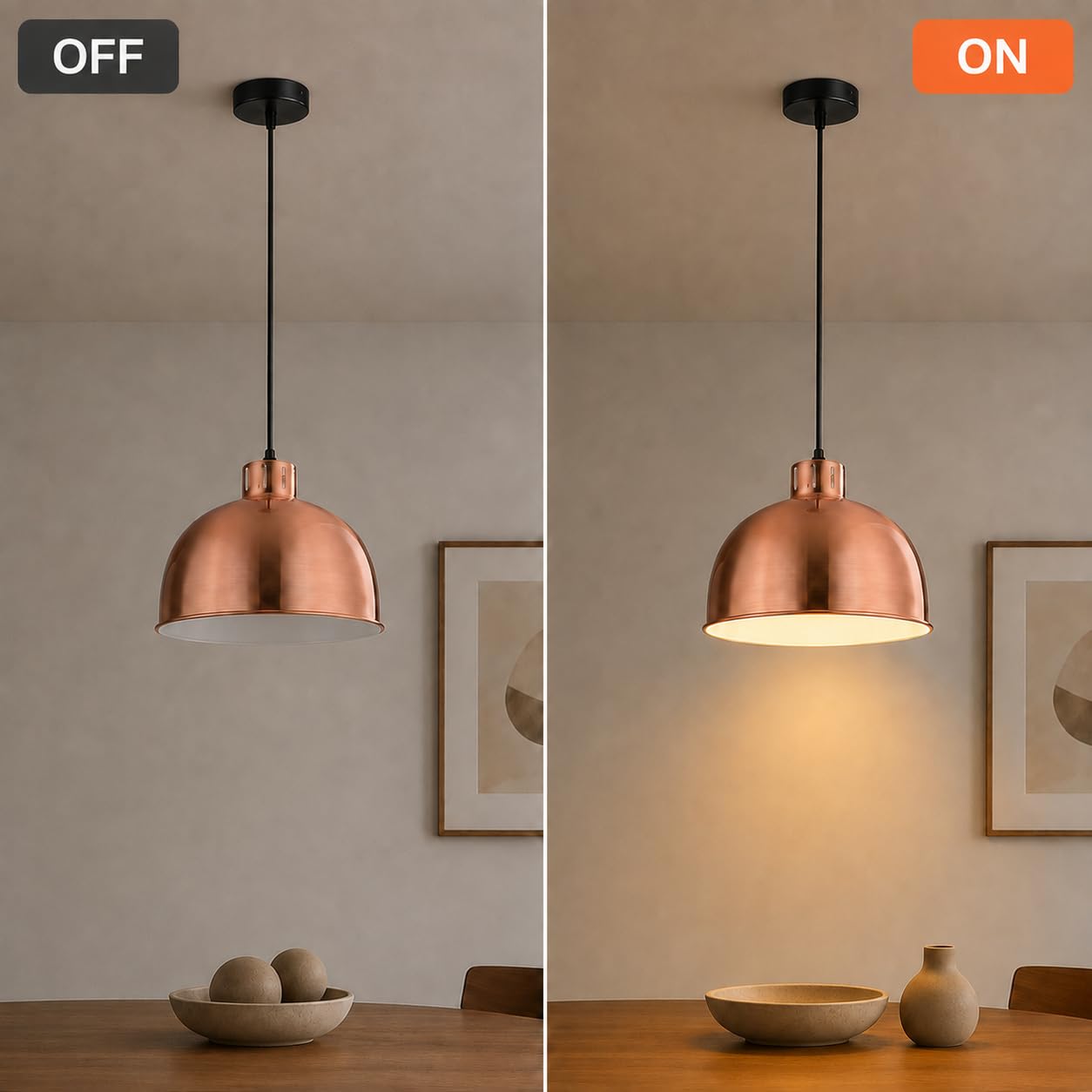 Lampadario in rame, paralume in metallo | Lampada a sospensione moderna in ottone, adatta a isole cucina e sale da pranzo.