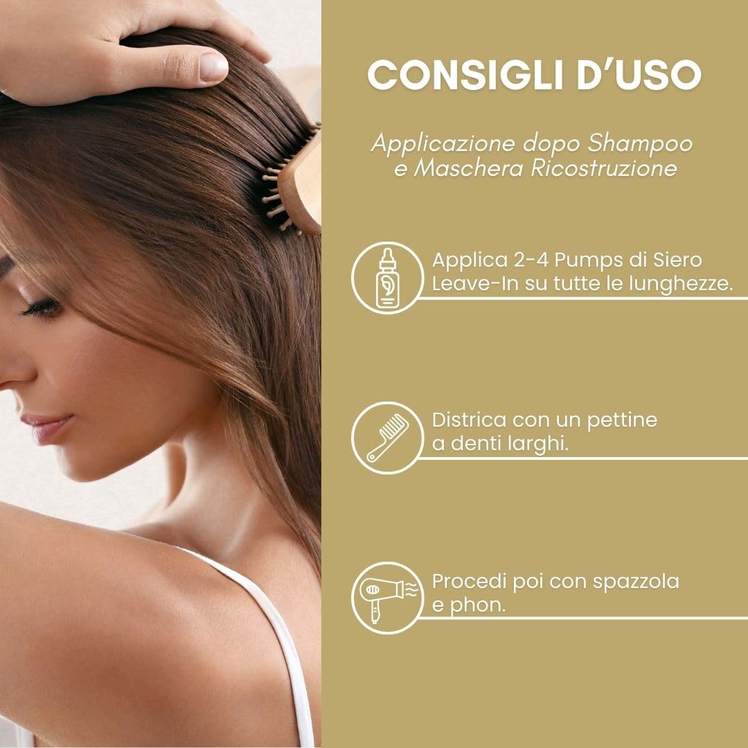 Beauxury Milano Leave In Serum alla Bava di Lumaca per Capelli Lisci e Mossi Danneggiati, Siero Azione Anticrespo e Anti-Age con Staminali Vegetali, Termoprotettore Nutriente da 100 ml