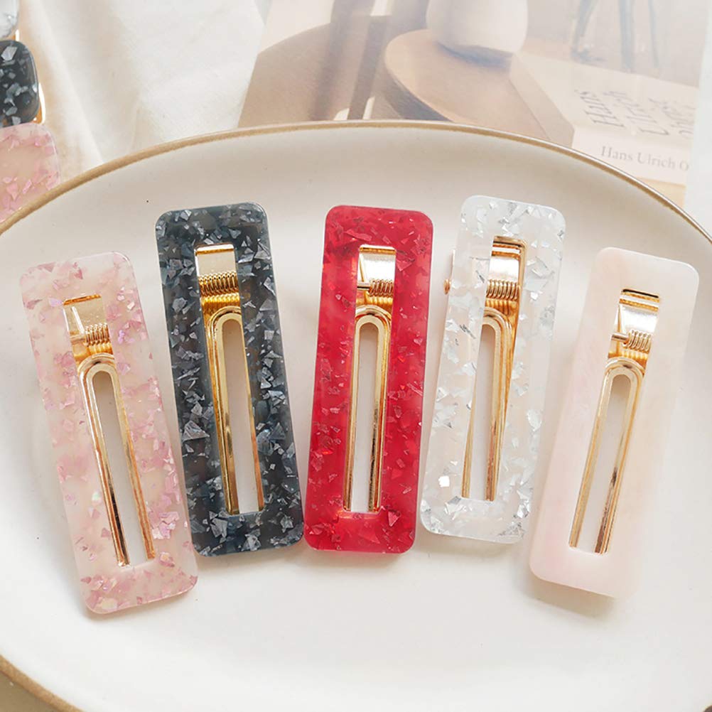 BUUEERR Clear Acrylic Shell Hair Barrette Clip Hollow Hair Pin Geometric Hair Clip Bobby Pins Duckbill Alligator Clip Pin Hair Accessories for Women Girls (5 Pcs-B)