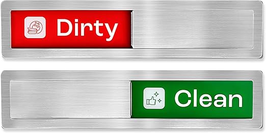 Stainless Steel Clean Dirty Dishwasher Magnet – Stylish Home Decor Sign for Kitchen Organizer & Practical Use Strong Dishwasher Magnet Clean Dirty Sign (Stainless Steel - Red)