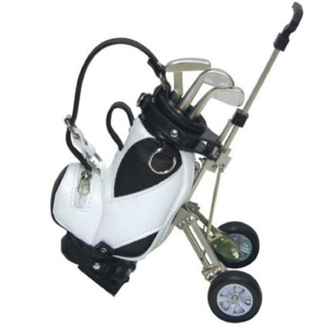 Portapenne in miniatura Sacca da golf con trolley e 3 mazze da golf perni/regalo