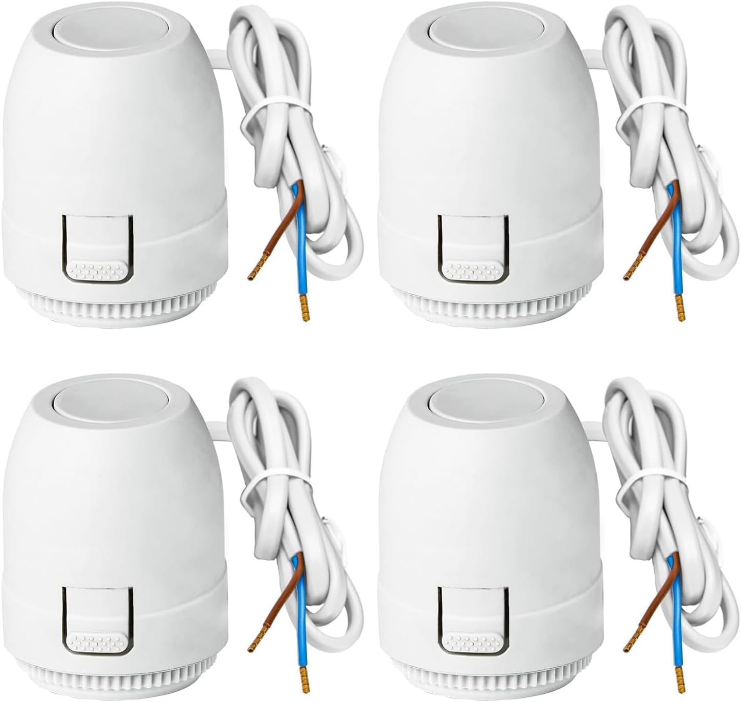 4-Pack WiseWater Normally Closed 2-Wire 24V AC/DC Electric Thermal Actuator, 2-Wire Connection Electric Actuator with M30*1.5 Thread for Floor Heating Manifold in Underfloor Heating System