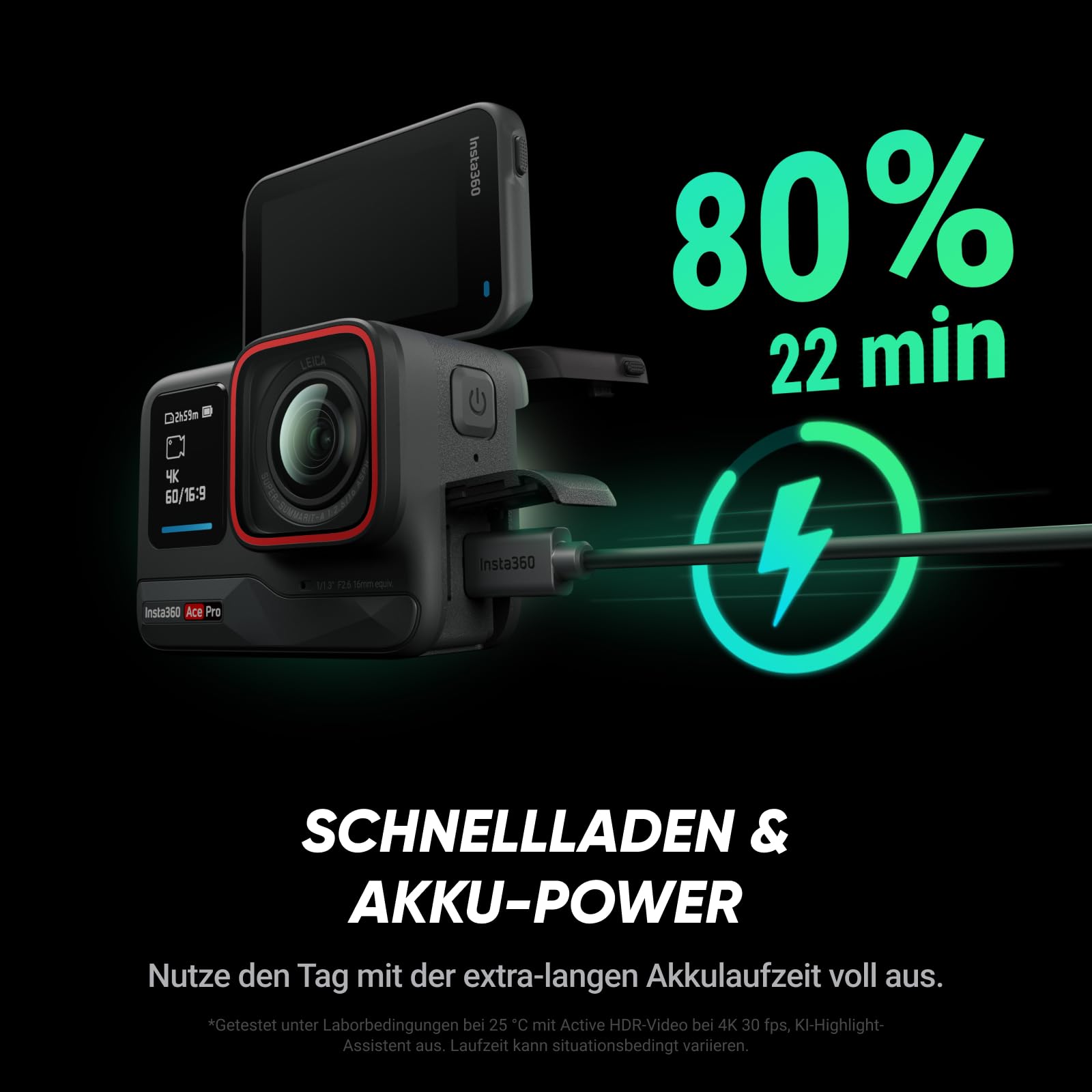 Insta360 Ace Pro wasserdichte Action-Kamera Leica 1/1,3"-Sensor KI-Rauschunterdrückung 4K120fps 2,4"-Klappbildschirm
