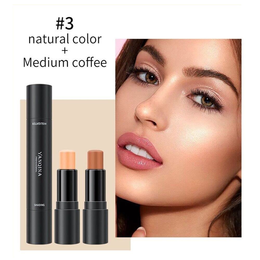 2 in 1 Bastone di Contorno, Stick Fluorescente della Penna, Doppia Penna di Correzione del Contorno, Penna Cosmetica Impermeabile, Trucco Correttivo (03#)