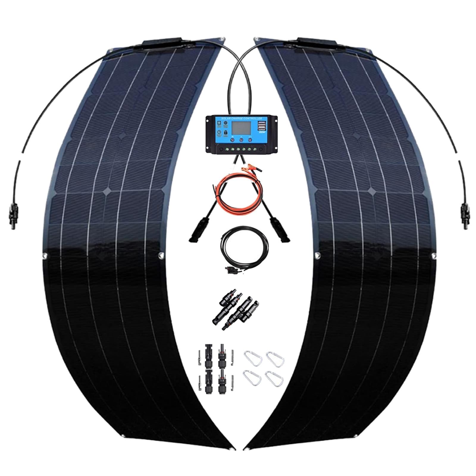 Cplsntaeam 400W Solar Panel Flexible Solar Panel 2×300 Watt Monocrystalline Solar Panels with 40A Controller, High Efficiency Solar Module for Home RV
