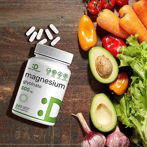 Magnesium Glycinate 500Mg, 240 Veggie Capsules | Chelated For Easy Absorption | Highly Purified Essential Trace Mineral For Muscle, Joint, Heart, & Digestive Health #TOP5