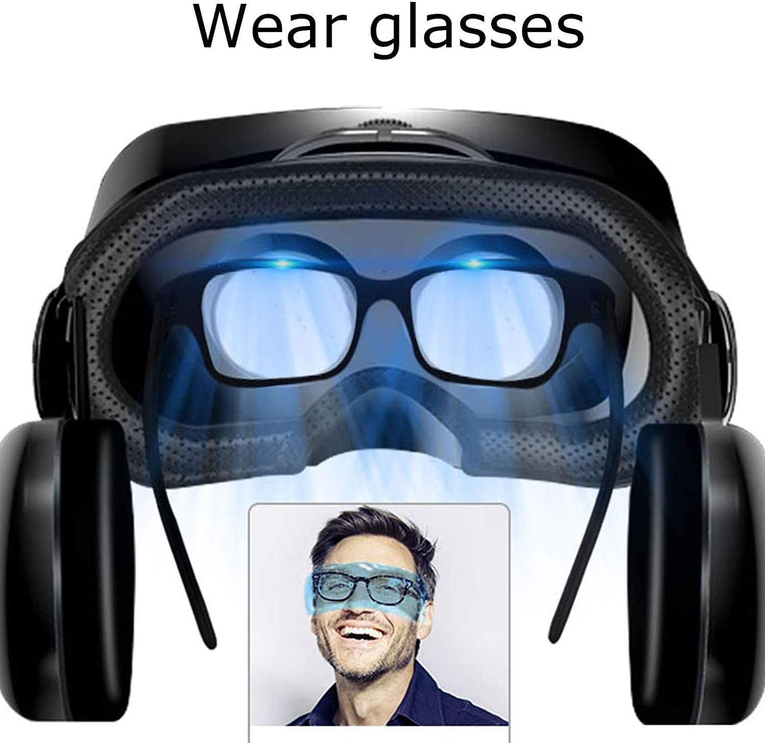 VR. Auricolare, Lente protette per Occhio Anti-Blu Compatibile con iOS e telefoni Android Regolabili VR. Bicchieri