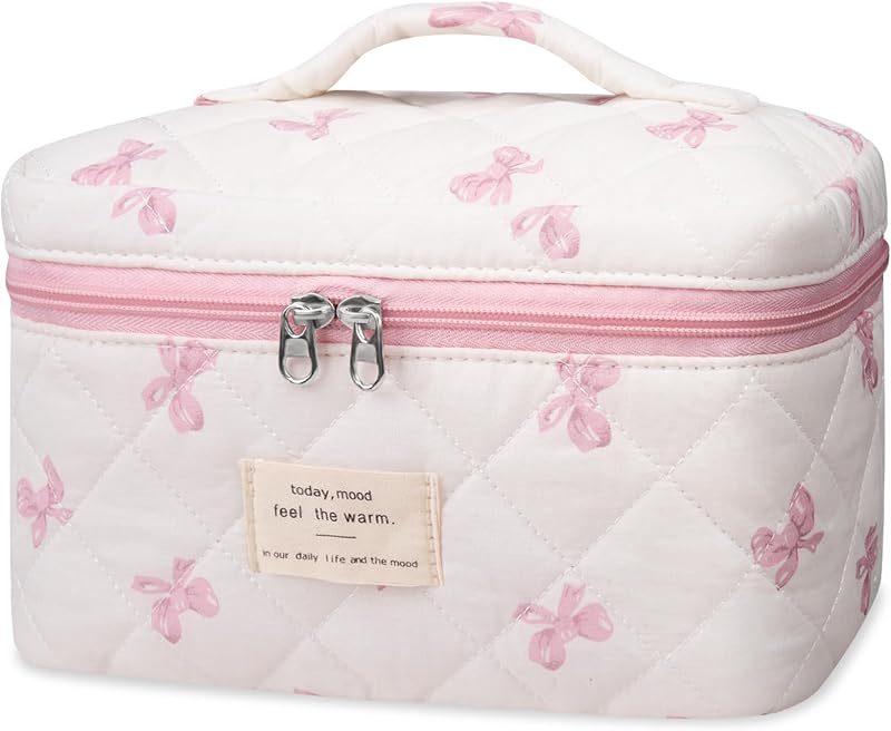 Necessaire grande Gosect de algodão com estampa floral White Butterfly Flower e zíper