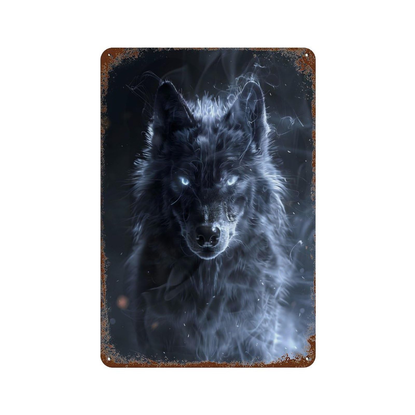 Ethereal Wolf Tin Sign Vintage Metal Sign Retro Metal Poster for Game Rooms Flag Decorations Sign Plaques 11.8"x7.9"